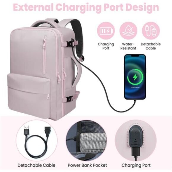 35L Travel Backpack Multi-Pockets Purple main image 5